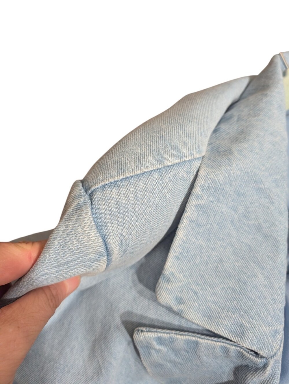 KBB by Kahlana Baby Blue Denim Look Double Breasted Blazer Jacket NWT XL - Picture 5 of 12